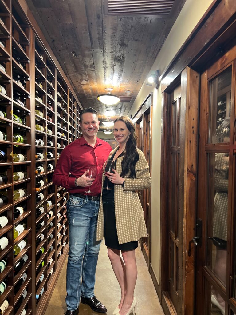 Weekend getaway to Grand View Lodge, we got to go into the cellar to pick our wine for dinner.  