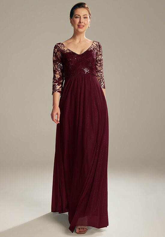 Maroon mother of the bride clearance dresses