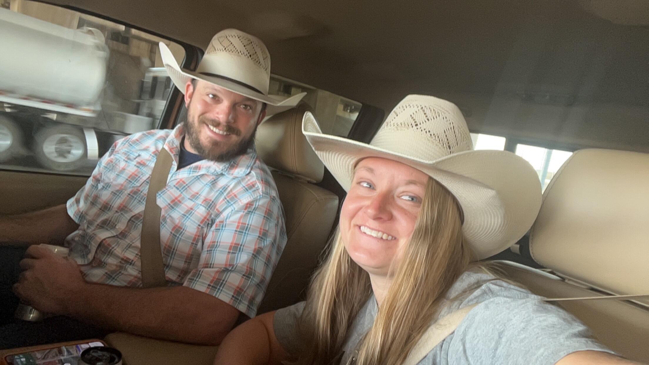Taking a roadtrip down to Oklahoma to get their new horse trailer and some new HATS