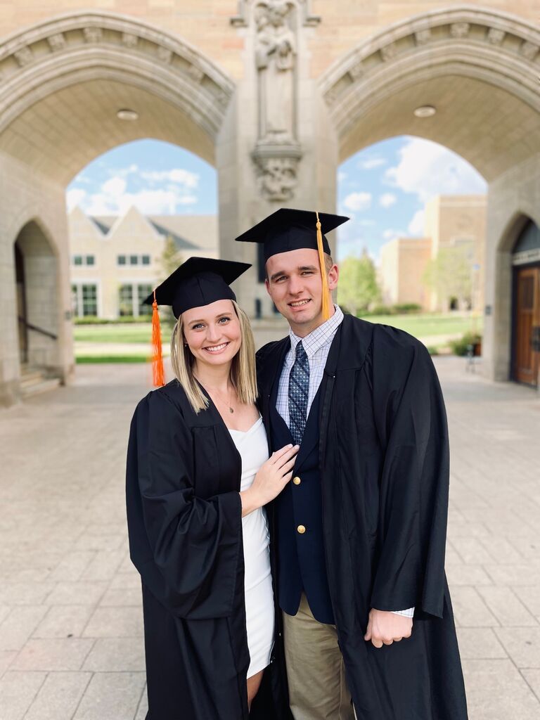 Fast forward through all the hard work and chaos of taking classes during a pandemic... Jake and Sarah finally both graduated from UST with degrees in Physics and Mechanical Engineering, respectively. Also during this time, Jake commissioned with the US Air Force and earned his spot to attend Undergraduate Pilot Training in Oklahoma starting in March 2023. Additionally, Sarah accepted her dream job with Medtronic as a Mechanical Design Engineer based in Minnesota.