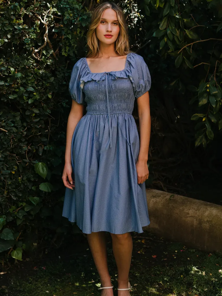Blue polka dot mommy and me dress for wedding from Ivy City Co
