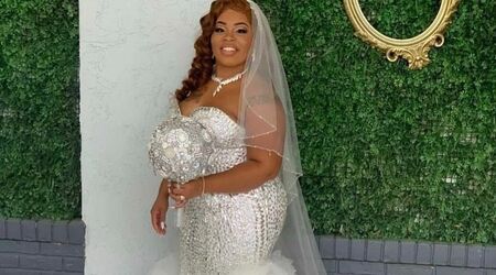 Adrienne's Jaw-Dropping Plus Size Sheath Wedding Gown with