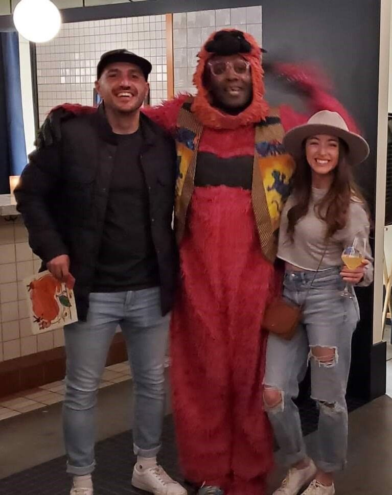 For Matt's 30th birthday, Stef surprises with a singing telegraph dressed like a furry.