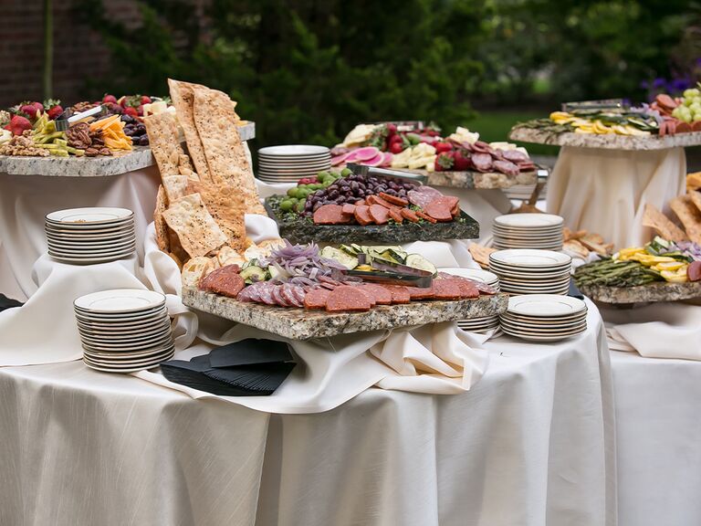 Bold and flavorful grazing table at wedding