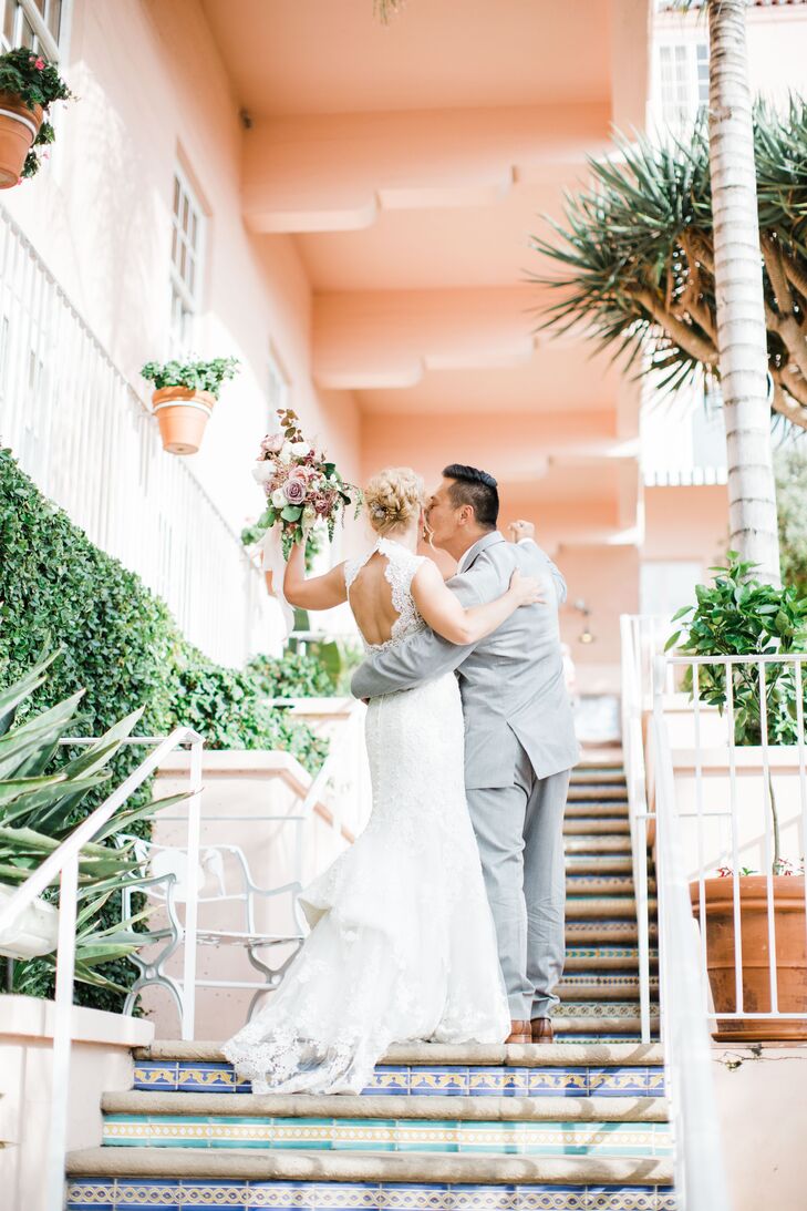 Couple at the La Valencia Hotel Wedding in La Jolla, California