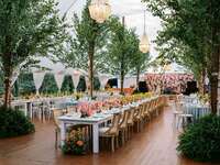 Gorgeous outdoor reception space for a pink and gold-themed wedding