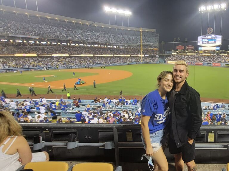 Bre took Brandon to his first Dodgers game. Little did she know, she would soon become a Padres fan.