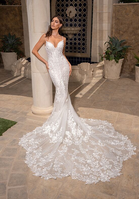 natural waist lace wedding dress 66012: Natural Waist Fit and Flare with Lace Details