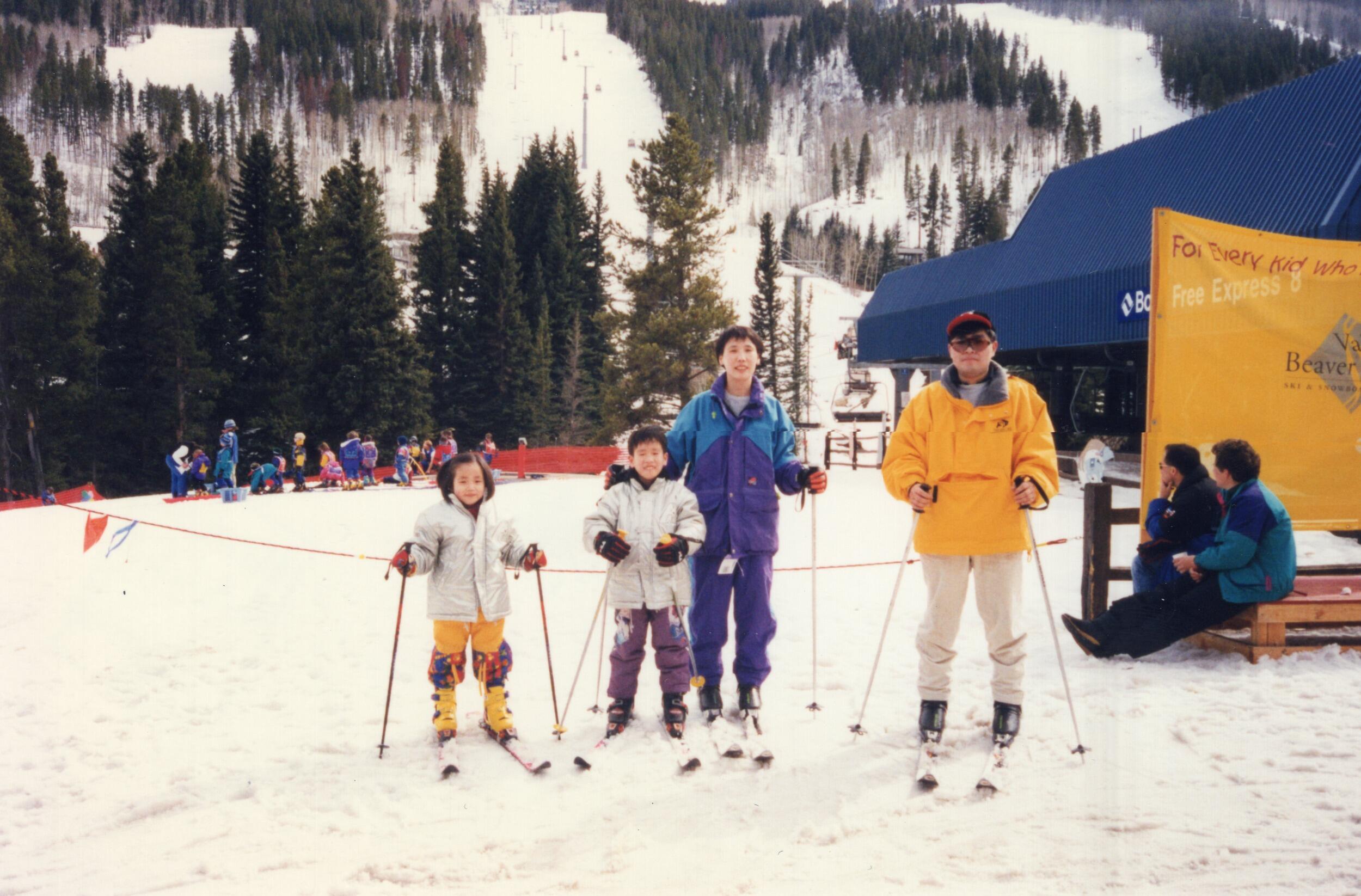 Early Skiing days, a hobby Jessica has dragged Sam into now