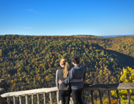 Couple looking over West Virginia landscape, places to propose in West Virginia