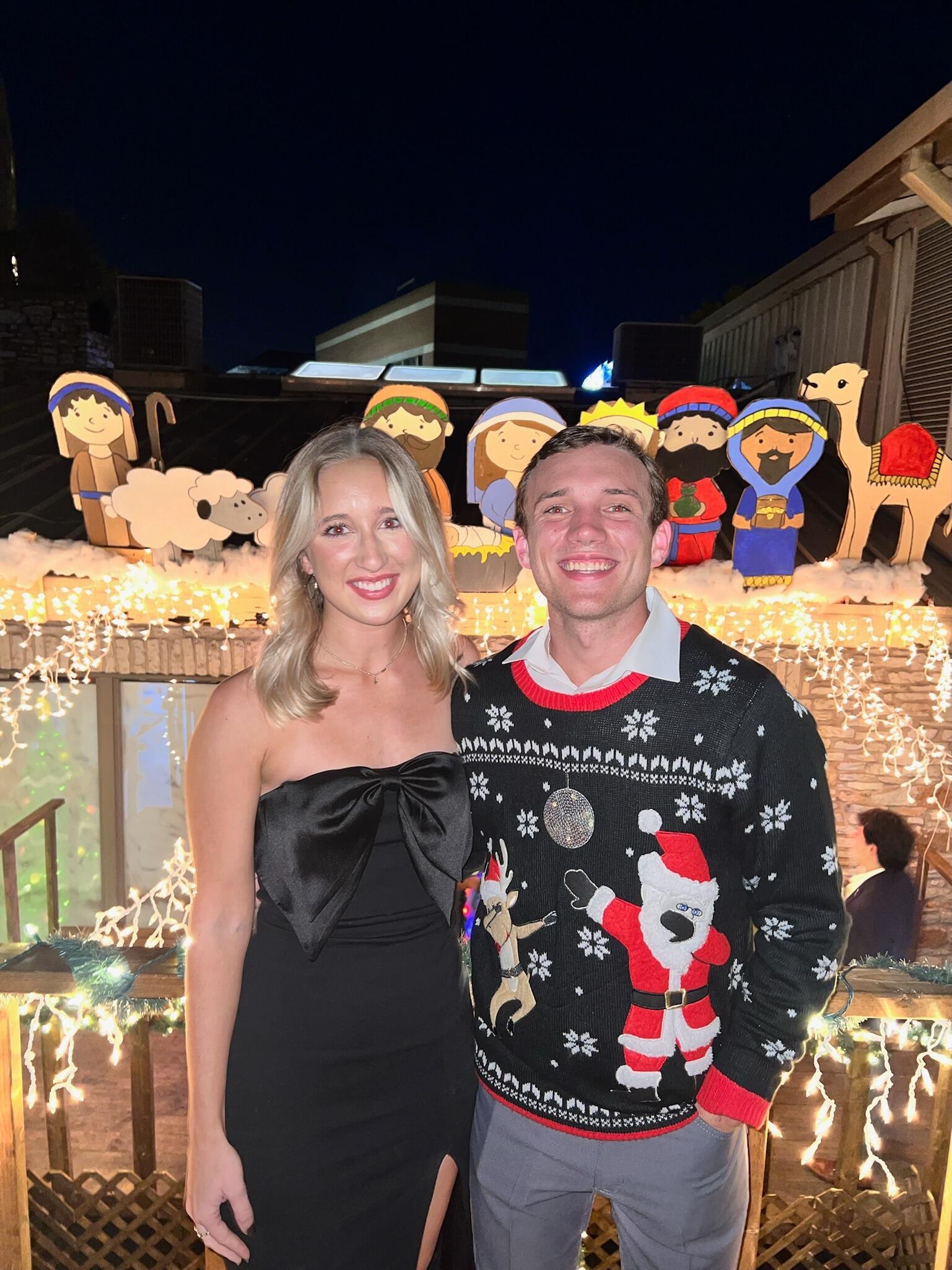 Senior year Delt Christmas formal. This was a big milestone because Meredith finally started to have a little crush on me too. (I think it was my awesome sweater that won her over)