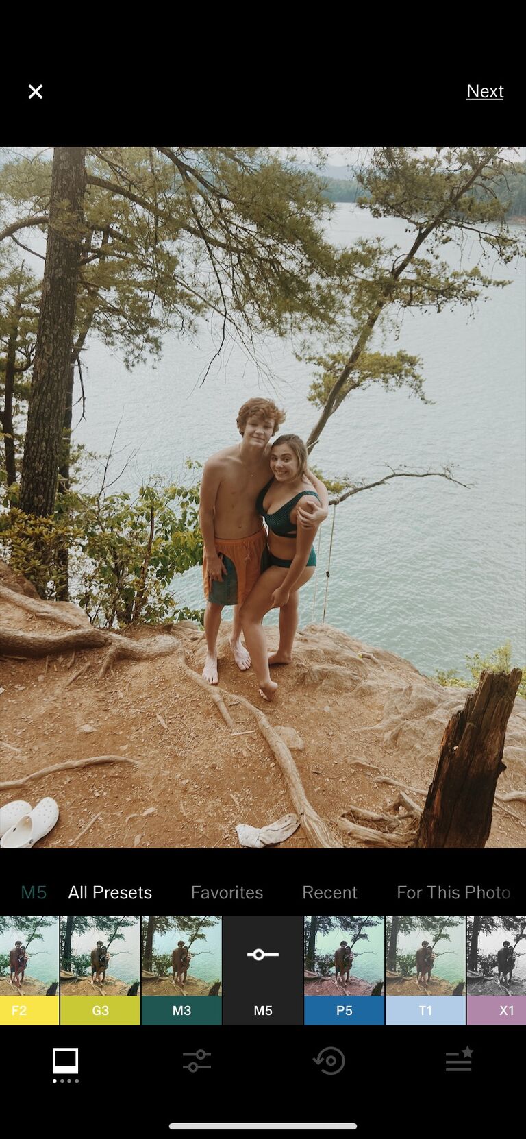 Swimming at the cliffs as teens.