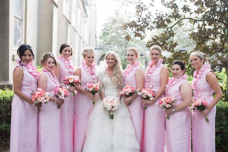 pink frilly bridesmaid dresses