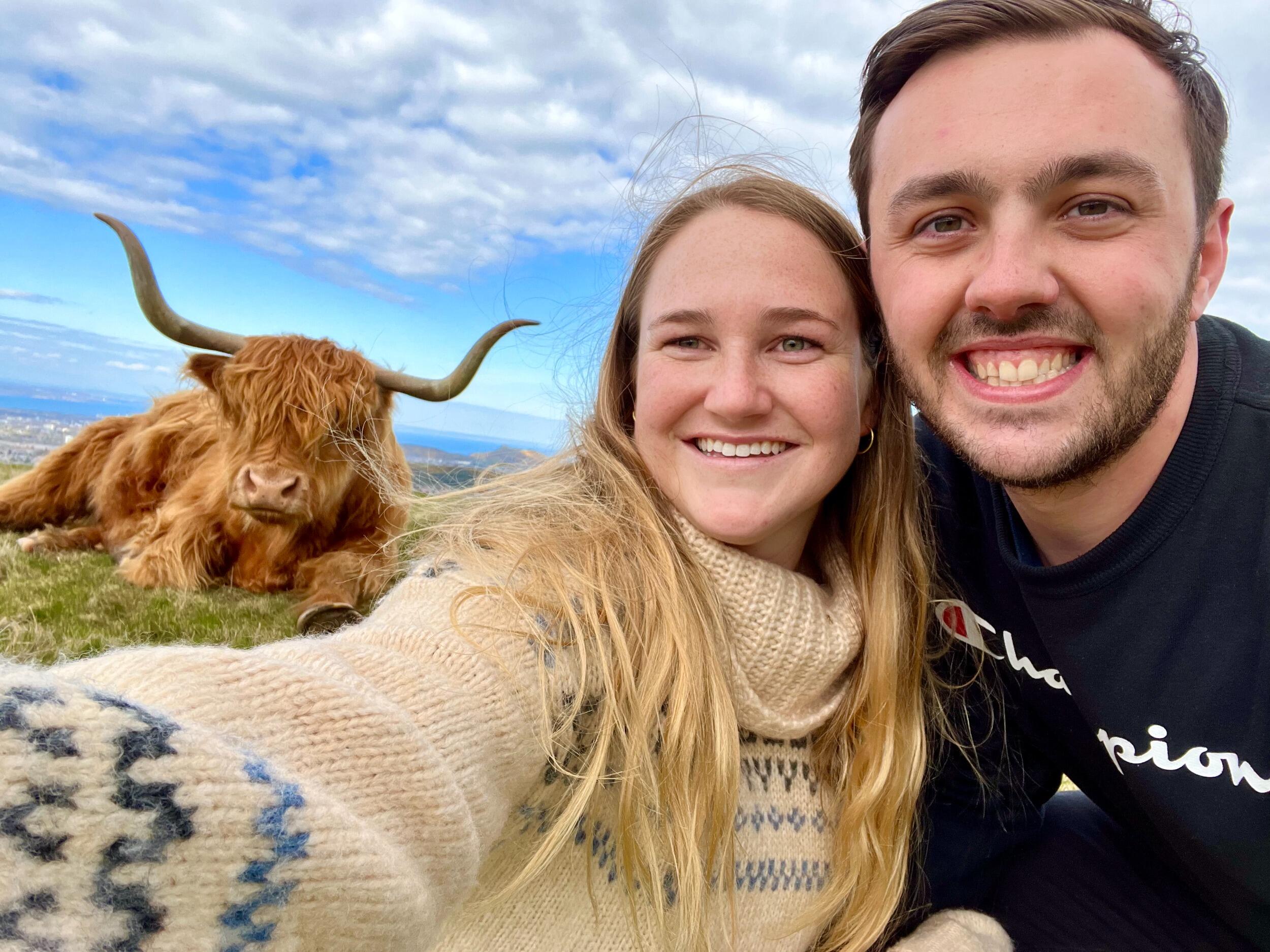 Ed flying Amanda to Scotland on her birthday to see her favorite cows