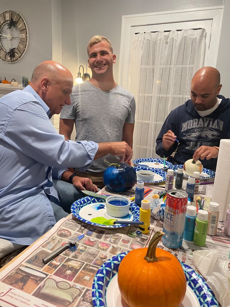 Pumpkin painting with family. 