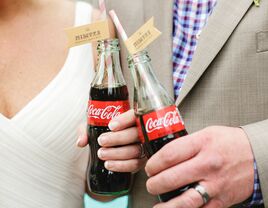 sober wedding reception ideas glass coke bottles with personalized straws