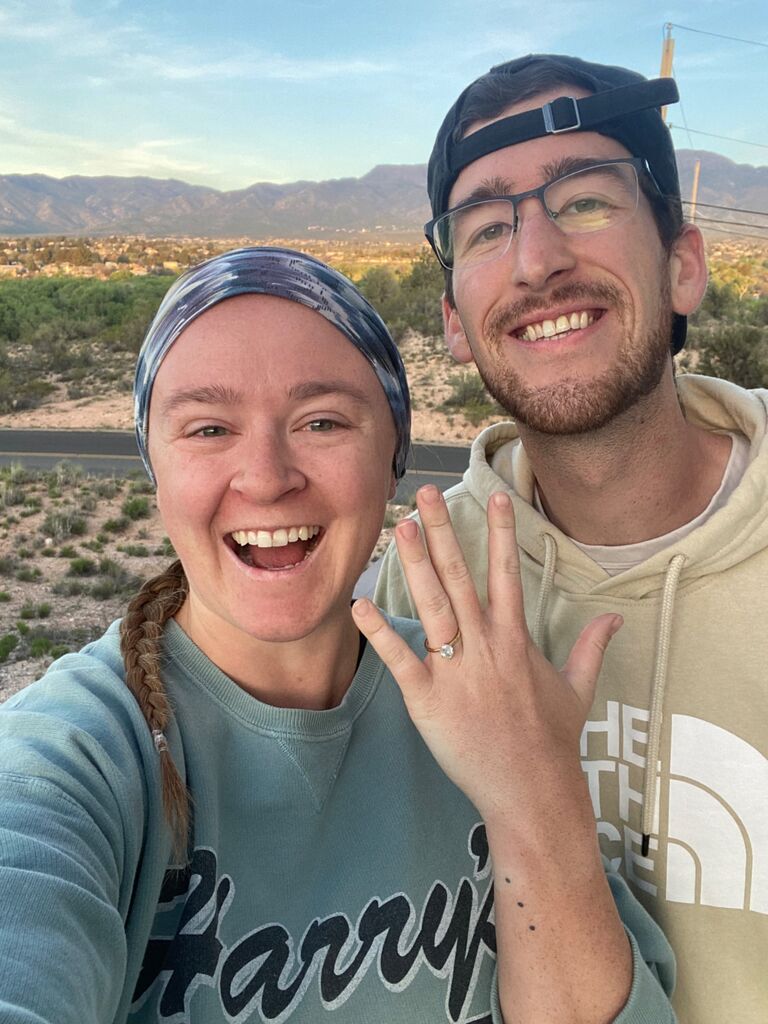 Daniel surprises Katelyn by asking her to marry him while she’s wearing her jammies and trying to mentally prepare for her half marathon the next morning. 