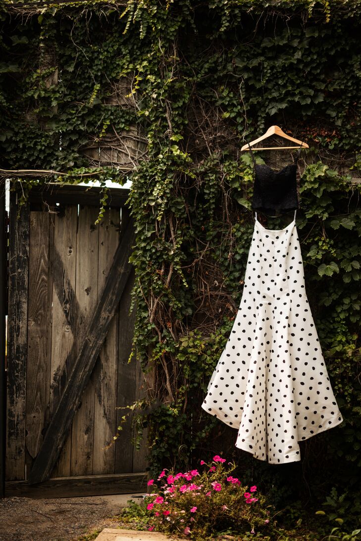 black and white polka dot wedding dress