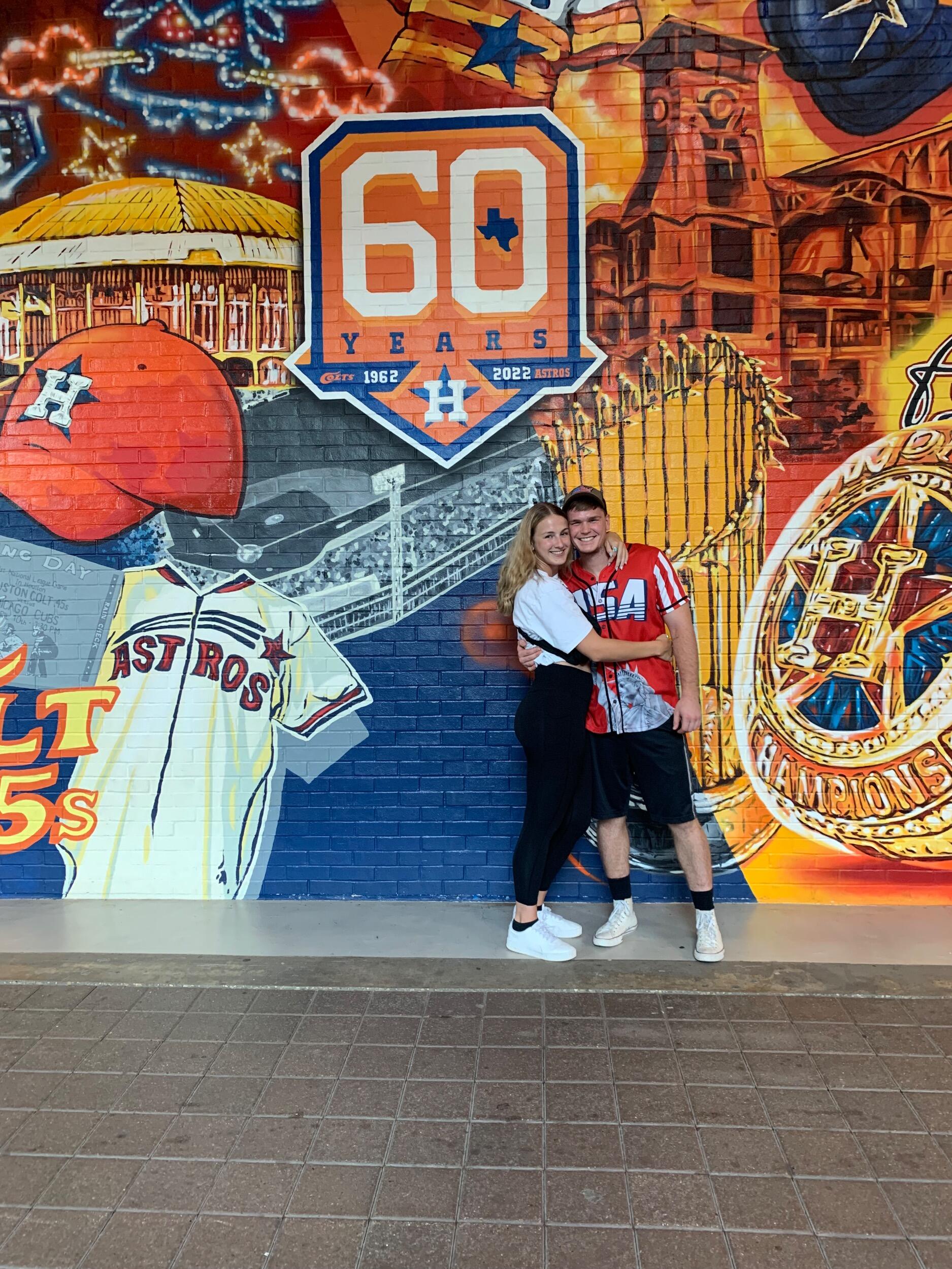 Our first date: Kayla had never been to an Astros game, so naturally Nathan had to fix that. TECHNICALLY speaking, this picture was taken at the second Astros game we went to. At the first game, Nathan hinted, "Do you want to take a picture at your first Astros game?" and of course that went right over Kayla's head. 
