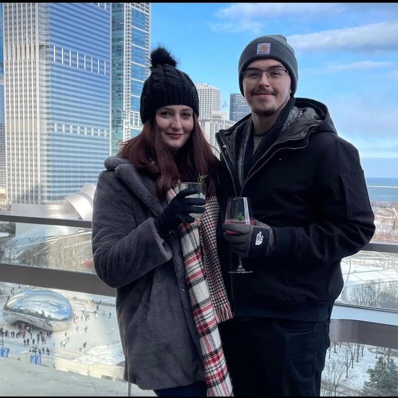 We started dating on New Years Day, 2020. We made lots of fun memories going on dates in the city and traveling to and from each other while we were long distance. Conrad was still in college at Illinois State University, and Kimmie loved going back to Normal to visit. 