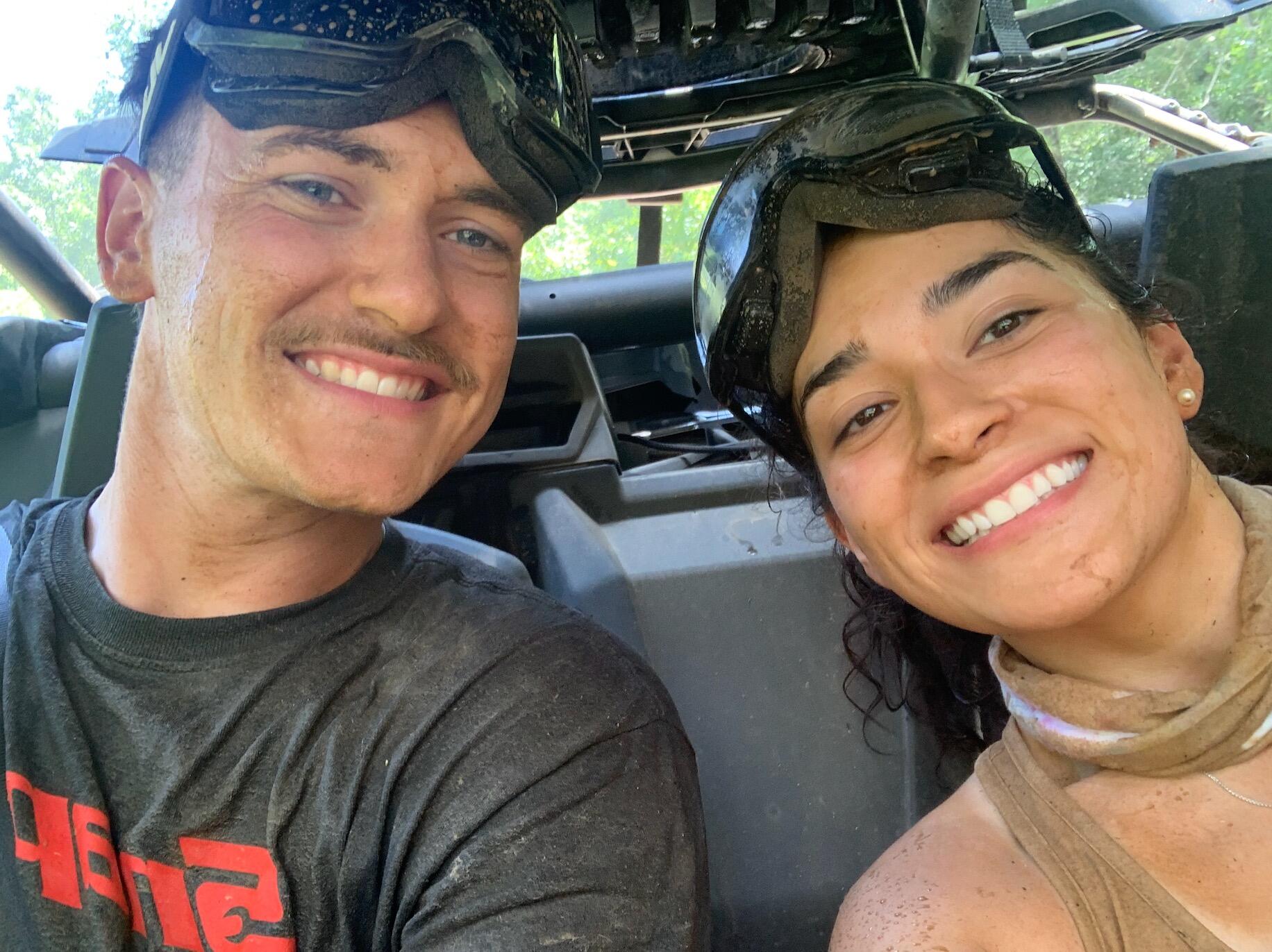 Joceline's first side-by-side trip. We got a little wet!