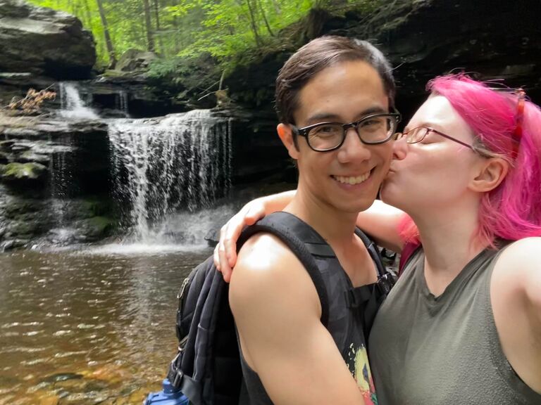 Hiking through waterfalls in Ricketts Glen.