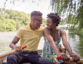 Couple on a canoe in Central Park