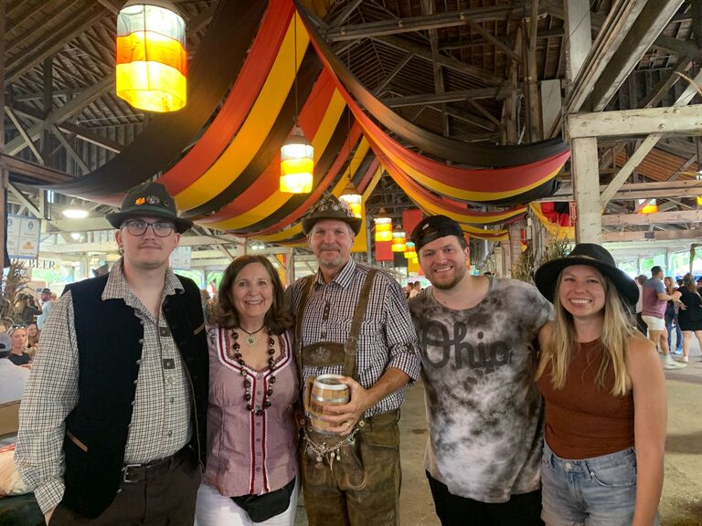 Val made Daniel polka dance at Oktoberfest 6 weeks after ankle surgery...