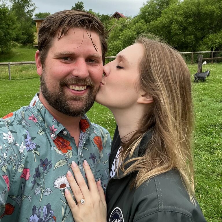On June 28th, 2024, Dave proposed to Leah at a small farm in Iowa among assorted, adorable livestock—most notably, baby goats.