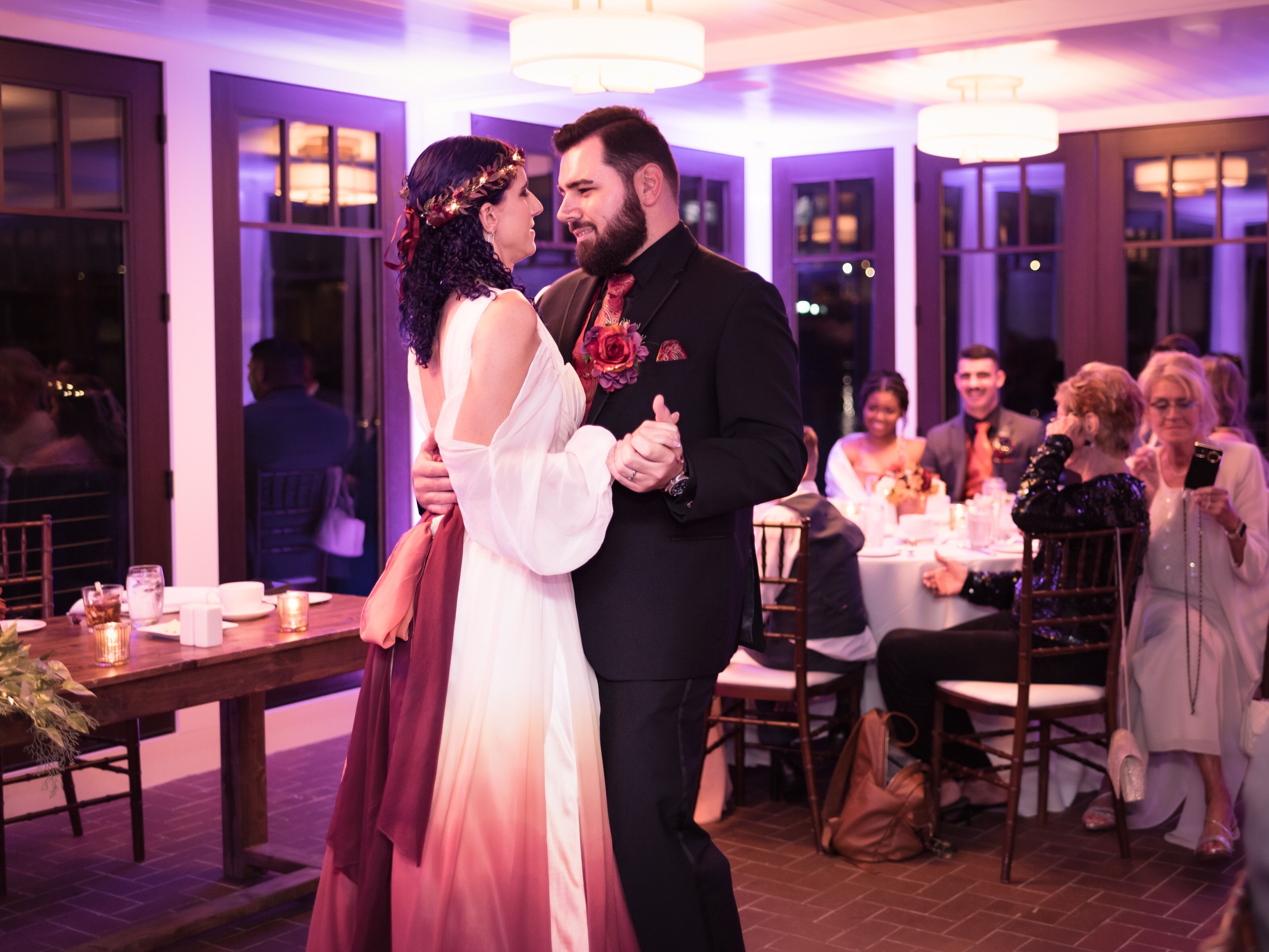 Couple enjoying their slow dance at the wedding reception
