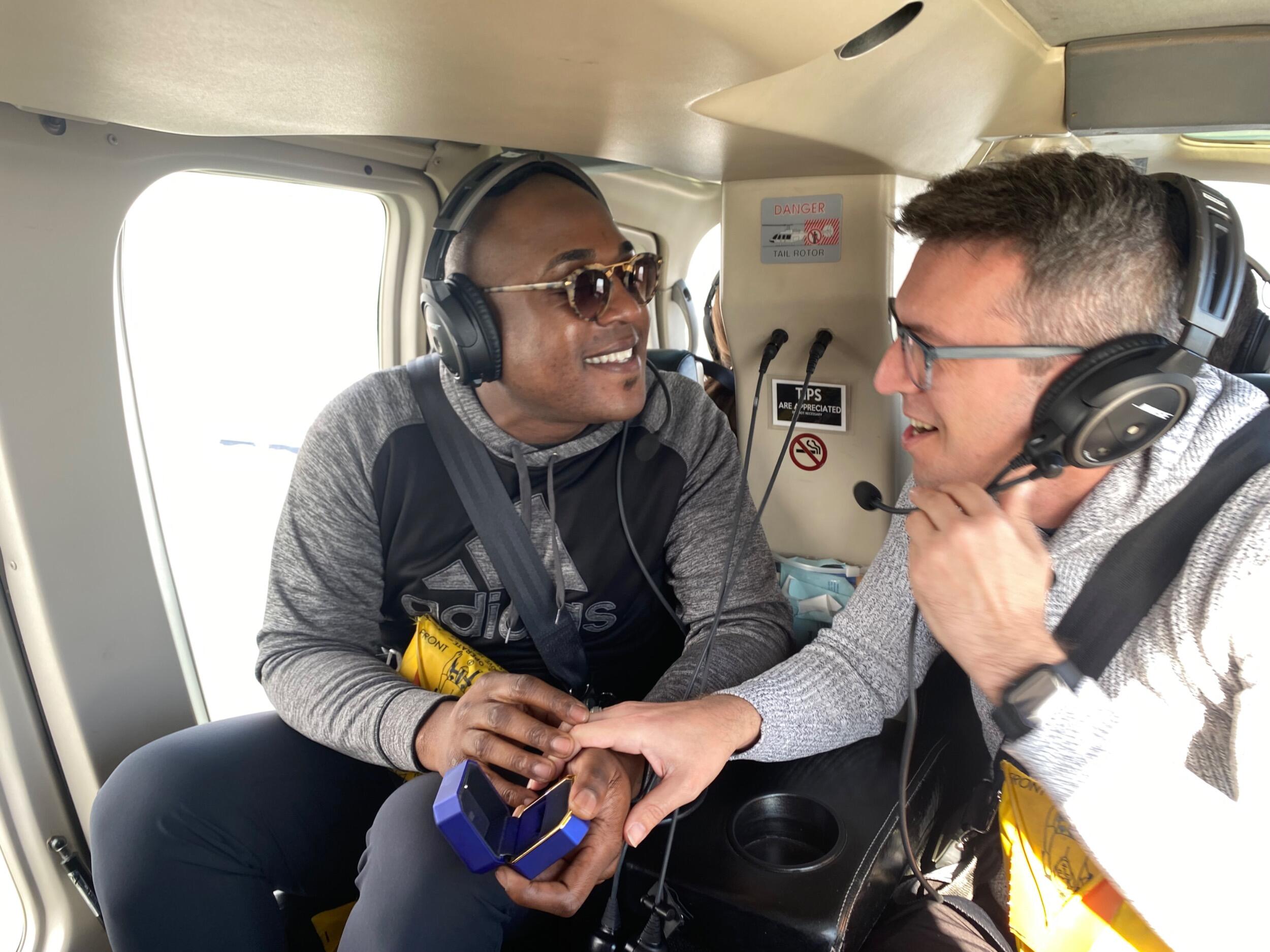 Picture it. New York City. 2023. 1000 feet in the air in a helicopter. Russell put a ring on it and I said "Yes!"