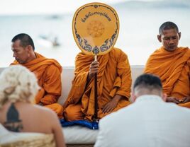 monks residing over Buddhist wedding ceremony