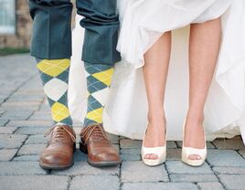 Groomsman in argyle socks