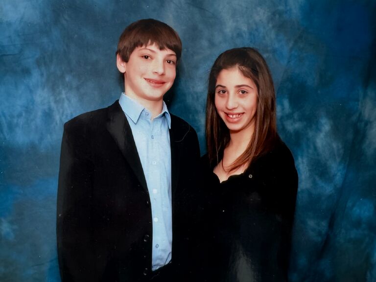 Brigitte and Matt started dating. They were each other's first boyfriend and girlfriend. The two went on their first date to pizza and the Fred Clause movie at Preakness Shopping Center. Matt treated Brigitte to the evening, using the last of his allowance money. (P.S. This picture is from Matt's bar mitzvah)