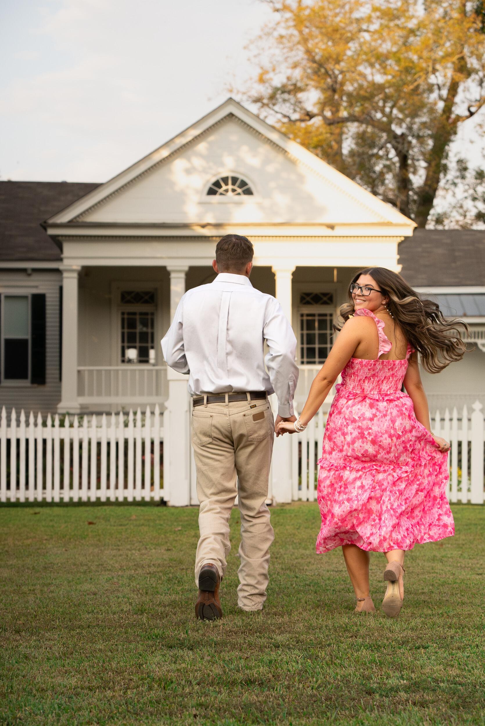 Us now running away from all of the chaotic wedding planning! 