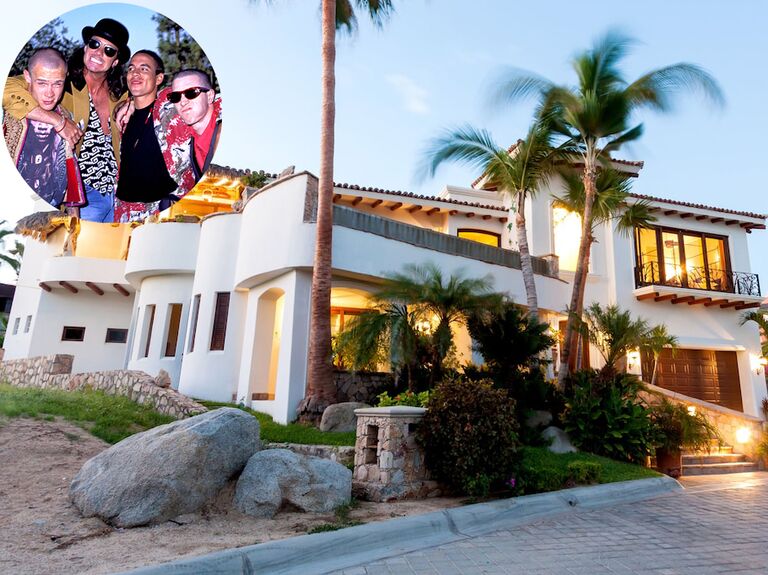 Luxury beach house in Mexico; Inset: Red Hot Chili Peppers