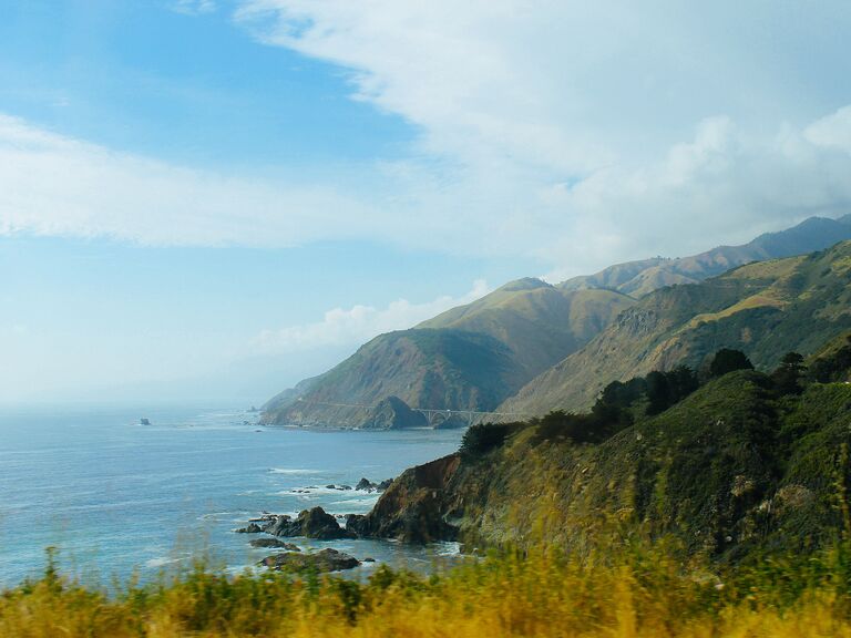big sur destination wedding photo of sea and mountains and pacific coast highway on a pretty day