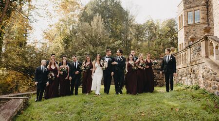 Bridal party, bridesmaids, groomsmen, parque at ridley creek state park