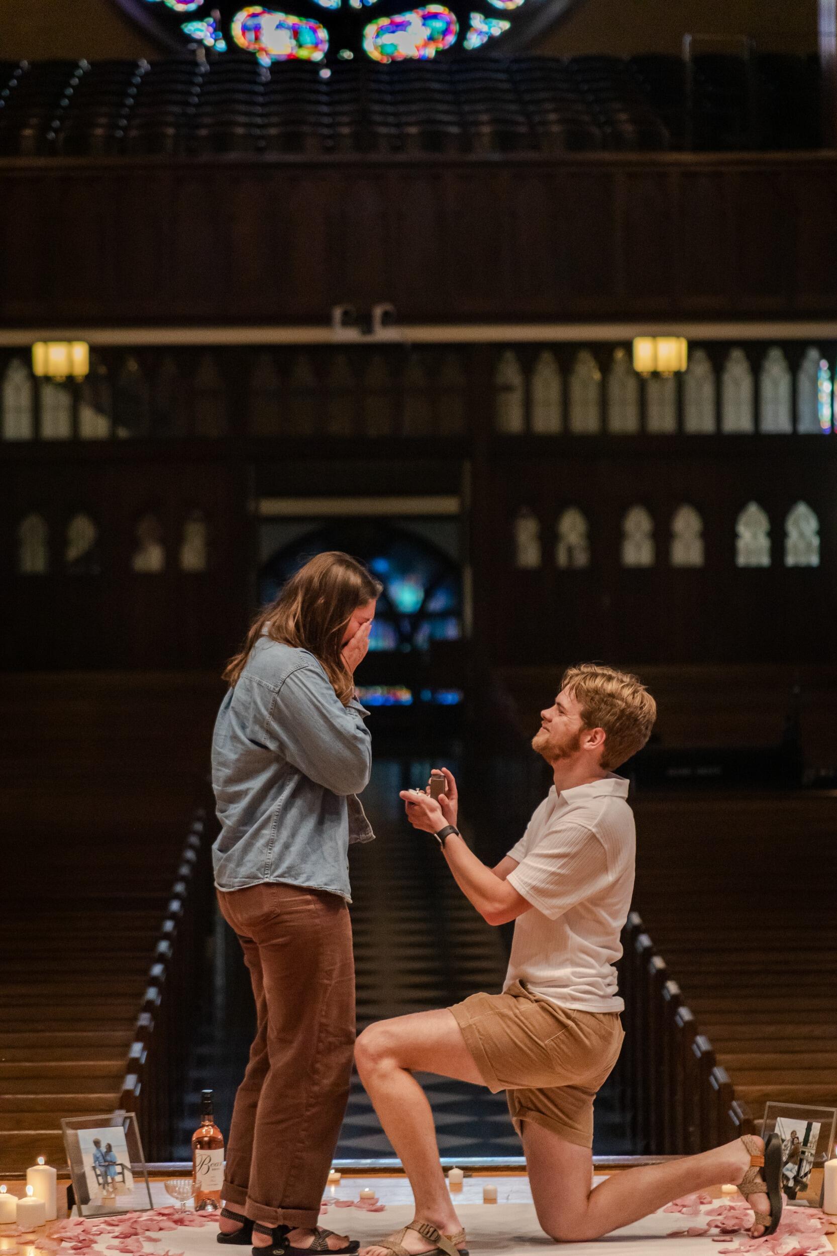 We got engaged in Dimnent Chapel where our first date was! Yay!