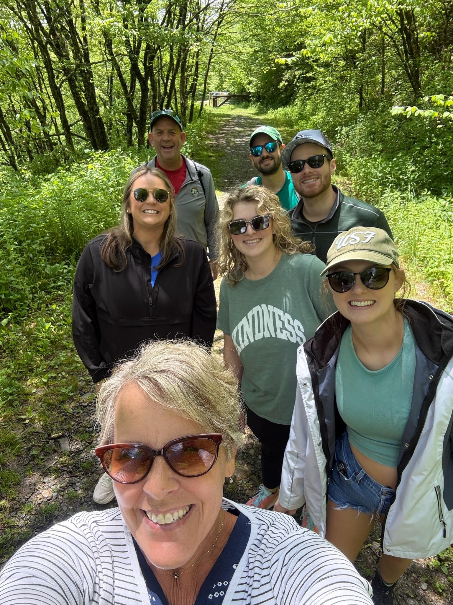 Hiking in North Carolin with Owen's family!