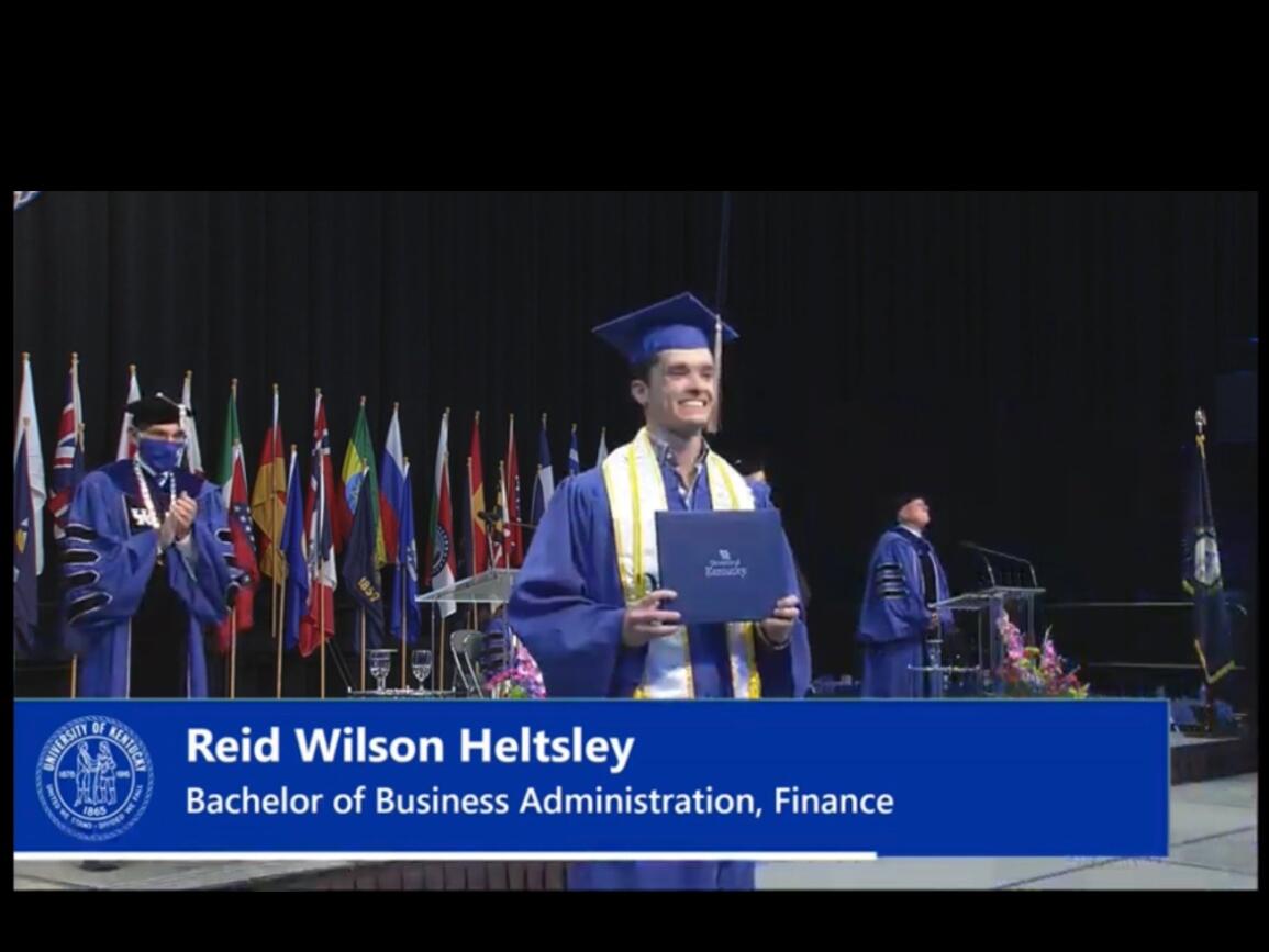 Reid graduated from the University of Kentucky with a Major in Finance & Accounting. He moved to Nashville and now is working for Rubicon Founders. Olivia surprised Reid and drove to Lexington for their celebration that night! 
