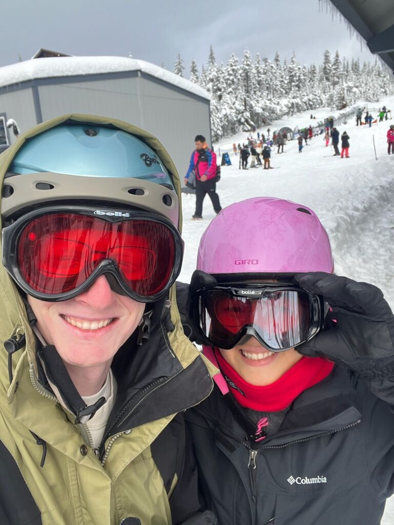 We attempt to snowboard.