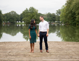 Couple's engagement photos at park in Atlanta 