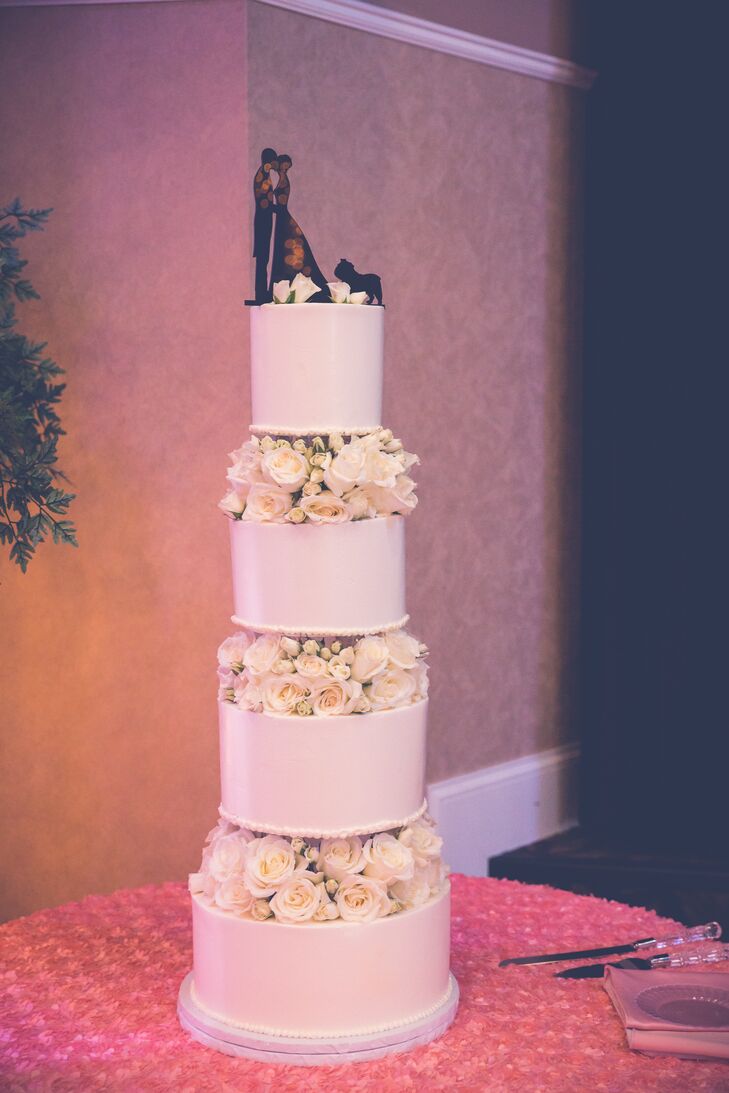 Tiered Ivory Wedding Cake With Roses