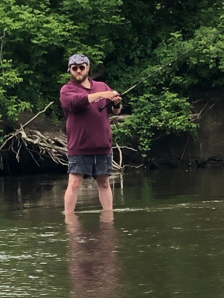Josh was enjoying a day on the stream while I was enjoying being the camerawoman. While Josh fished, I spent quality time with the babies and took them for a walk.