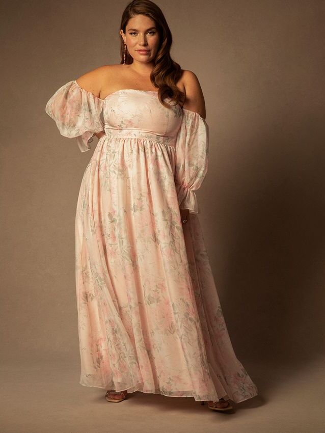Pink plus size wedding dress by ELOQUII. 