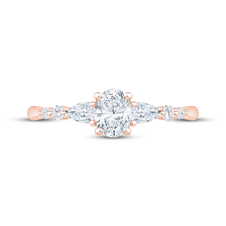 Rose gold seven-stone engagement ring