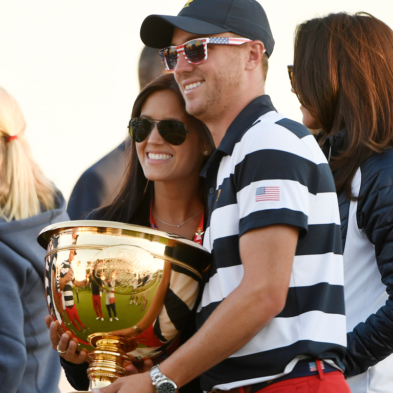  Justin Thomas and wife Jillian Wisniewski attend the President's Cup