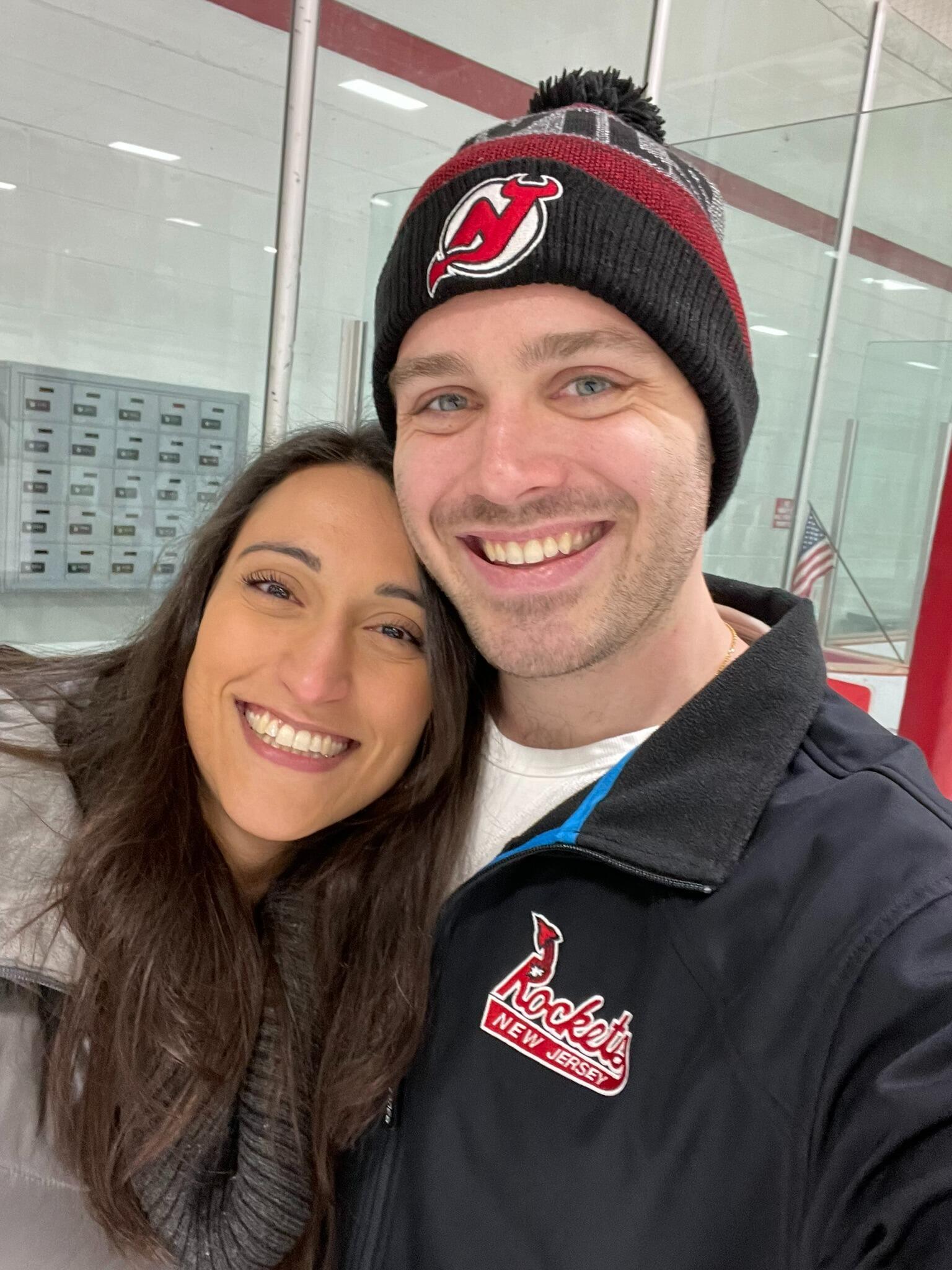Our first ice skating date together! 
Kyle was in his natural habitat. 