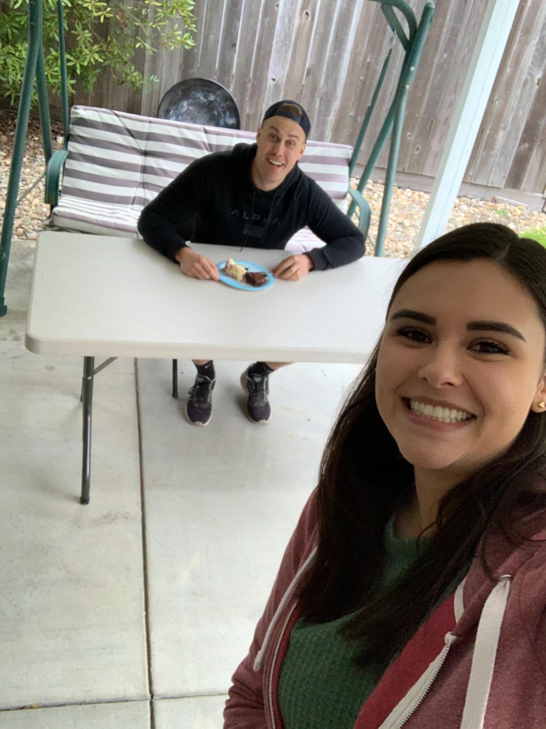 Due to quarantine Hunter & Katie had to have socially distanced dates. 